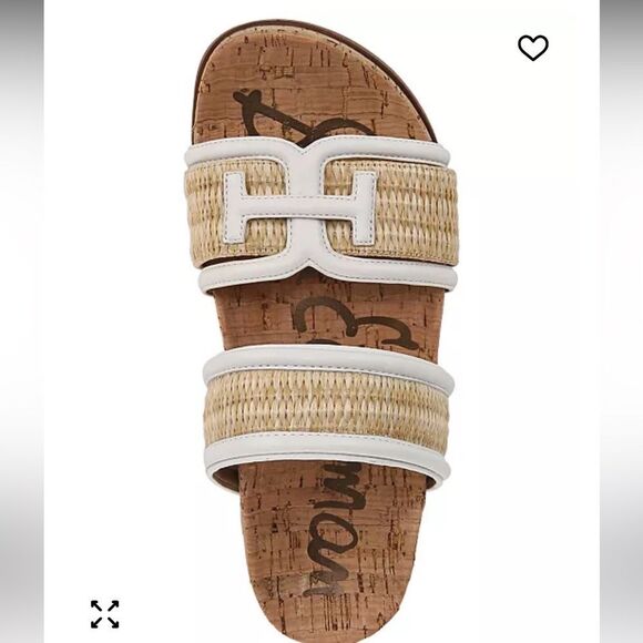 Sam Edelman Rowan Basketweave White and Tan Slide Sandals size 8 - Picture 2 of 10